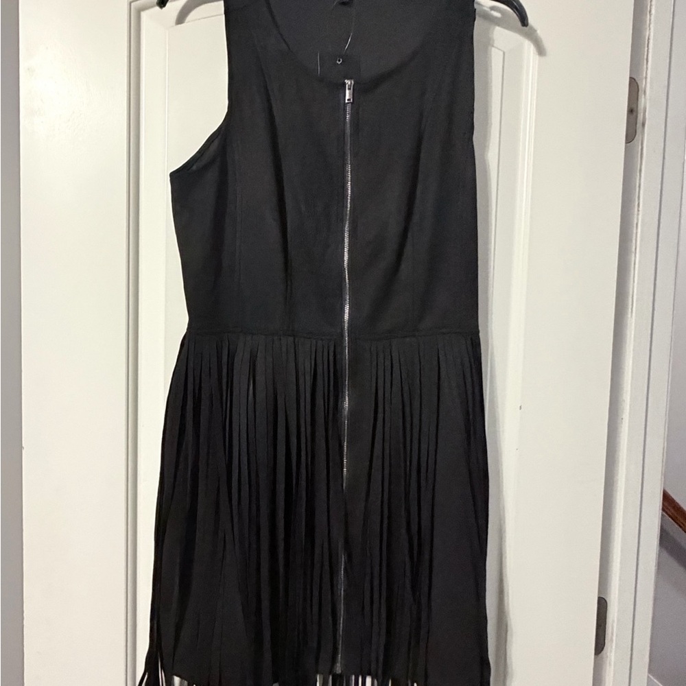Chic Black Fringe Mini Dress